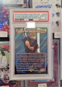 2025 MTG FINAL FANTASY SURGE FOIL 0520 ~ CLOUD ~ MIDGAR MERCENARY ~ PSA 10 - Image 1