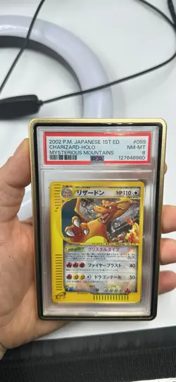 Pokemon CRYSTAL CHARIZARD Holo 1st Ed Mysterious Mountains (JAP) PSA 8 - Image 2