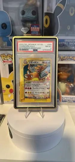 Pokemon CRYSTAL CHARIZARD Holo 1st Ed Mysterious Mountains (JAP) PSA 8 - Image 3