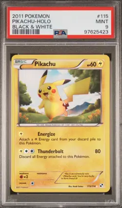2011 Pokemon Black & White Base Set Pikachu 115/114 Secret Rare PSA 9 *NEW CERT* - Image 1