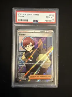 Pokemon Penny Scarlet & Violet Ultra Rare Full Art #239 PSA 10 Gem Mint - Image 1