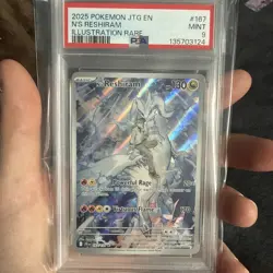 2025 POKEMON JTG EN-JOURNEY TOGETHER ILLUSTRATION RARE #167 N'S RESHIRAM PSA 9 - Image 1
