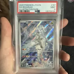 2025 POKEMON JTG EN-JOURNEY TOGETHER ILLUSTRATION RARE #167 N'S RESHIRAM PSA 9 - Image 2