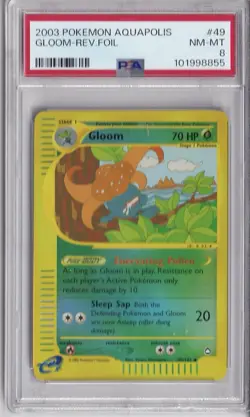 2003 Pokemon Gloom REVERSE HOLO Aquapolis 49/147 PSA 8 Low Pop 18 - Image 1