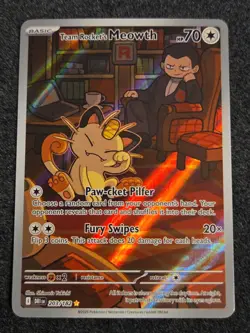2025 Team Rocket's Meowth 203/182 Sv10: Pokemon Destined Rivals Holo - Image 1