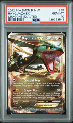 2012 POKEMON B&W DRAGONS EXALTED #85 RAYQUAZA EX PSA 10 - Image 1