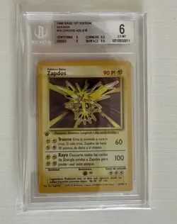Pokemon Zapdos Holo Rare. Base Set 16/102. 1999, Espana. 1st Edition 6 Ex-MT - Image 1