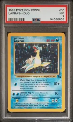 1999 POKEMON FOSSIL 10 LAPRAS-HOLO - PSA 7 - Image 1