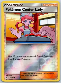 Pokemon Center Lady Reverse Holo Uncommon Hidden Fates 64/68 NM - Image 1