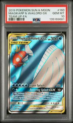 Magikarp & Wailord GX 160/181 Pokemon Sun & Moon Tag Team Up 160 GEM MINT PSA 10 - Image 1