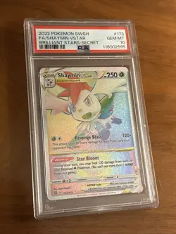 Pokemon Brilliant Stars Shaymin VStar 173/172 Secret Rare Rainbow Holo PSA 10 - Image 1