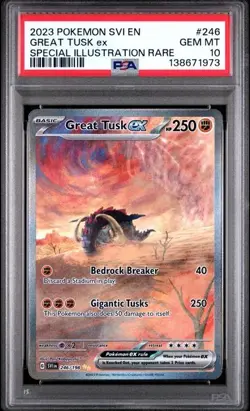 PSA 10 Great Tusk EX 246/198 Scarlet & Violet Base Set SIR Pokemon TCG - Image 1