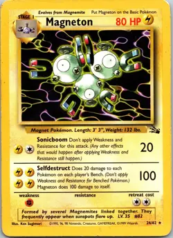 Pokemon TCG 1999 Magneton Unlimited Fossil Rare Non-Holo 26/62 MP - Image 1