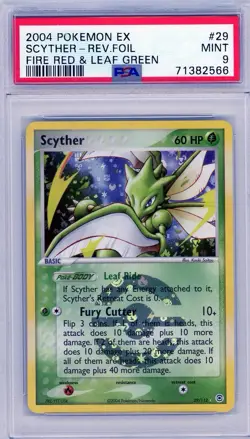 2004 Pokemon Fire Red & Leaf Green Scyther Reverse Holo #29 PSA 9 Mint - Image 1