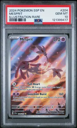 Mesprit Illustration Rare Pokemon Ssp En-Surging Sparks 204 NM PSA 10 - Image 1