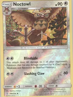 Noctowl Reverse Holo Pokemon tcg SM - Unified Minds #166/236 - Image 1