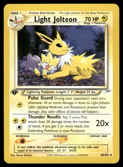 Pokemon Cards Light Jolteon 48/105 1ST EDITION Neo Destiny WOTC Uncommon LP - Image 1