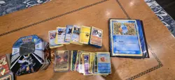 Pokemon Card Collection Over 200 Cards, Tin, Pages, Coins - Image 1