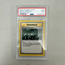 1999 Pokemon - Shadowless Energy Removal Base Set 92/102 PSA 9 Mint! - Image 1