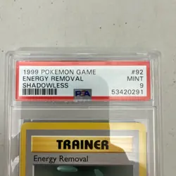 1999 Pokemon - Shadowless Energy Removal Base Set 92/102 PSA 9 Mint! - Image 3