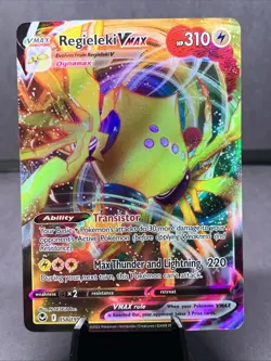 Pokemon TCG SWSH12: Silver Tempest Regieleki VMAX Holo Ultra Rare 058/195 NM - Image 1