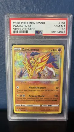 2020 Pokemon Sword & Shield Vivid Voltage ZAMAZENTA 102 PSA 10 GEM MINT - Image 1
