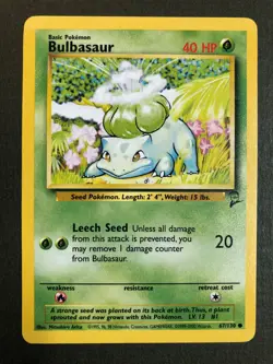Pokemon Bulbasaur 67/130 Base Set 2 Common Unlimited Edition NM - Image 1
