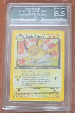 POKEMON TCG DARK RAICHU 1ST EDITION 83/82 TEAM ROCKET RARE HOLO GG GRADE 8.5 NM - Image 1