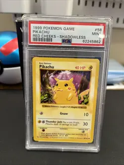 Pokemon Pikachu TCG Red Cheeks Shadowless Base Set 1999 Vintage PSA 9 - Image 1
