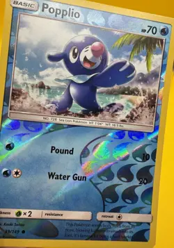Popplio 39/149 SM Base Set Reverse Holo Pokemon Card 2016 NM - Image 3