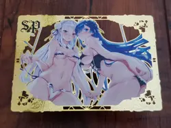 Rem & Emilia - Re:Zero - Goddess Story Gold Metal SP Card - #029/100 - Image 1