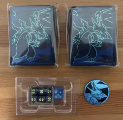 Pokemon TCG Sleeves, Dice, Charizard Coin. Mega Evolution Phantasmal Flames ETB - Image 1