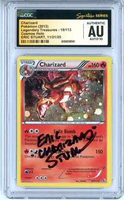 CGC Auto 10 Signed Eric Stuart Pokemon TCG Charizard - (Cosmos Holo) 019/113 - Image 1