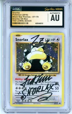 CGC Signed Ted Lewis Pokemon TCG Snorlax XY179 Snorlax GX Box Black Star Promo - Image 1