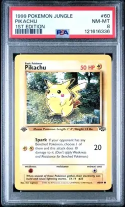 PIKACHU #60 PSA 8 • 1999 Pokemon Jungle 60 1st Edition • NEW CERT - Image 1