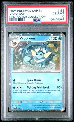 Pokemon Vaporeon #168 Pre Poster Collection SV Black Star Promo PSA 10 Gem Mint - Image 1