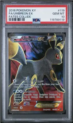 Pokemon Umbreon EX Full Art Ultra Rare Holo 119/124 Fates Collide PSA 10 2016 - Image 1