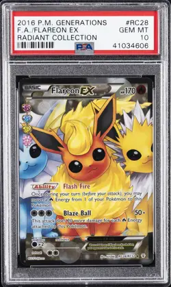 2016 POKEMON XY GENERATIONS RADIANT COLLECTION #RC28 FULL ART/FLAREON EX PSA 10 - Image 1