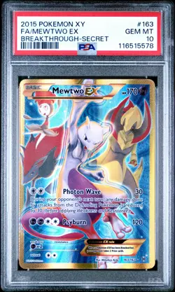 2015 POKEMON XY BREAKTHROUGH SECRET #163 FULL ART/MEWTWO EX PSA 10 - Image 1