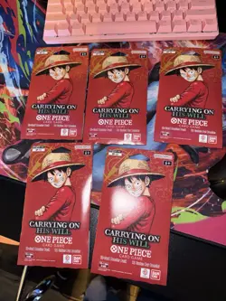 One Piece OP-13 CARRYING ON HIS WILL Sleeved Booster Packs Lot Of 5 NEW/SEALED - Image 1