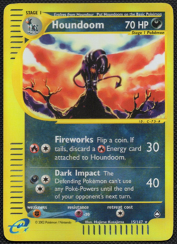 Pokemon TCG Houndoom Reverse Holo Rare Card 15/147 Aquapolis LIGHT PLAY - Image 1