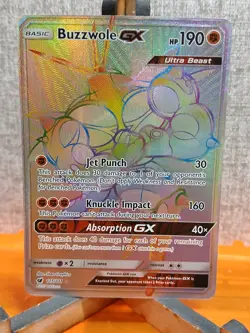 Pokemon TCG Buzzwole GX Holo Secret Rare Card Crimson Invasion 115/111 - Image 1