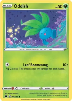 Oddish Common Crown Zenith 001/159 NM English Pokemon Card - Image 1