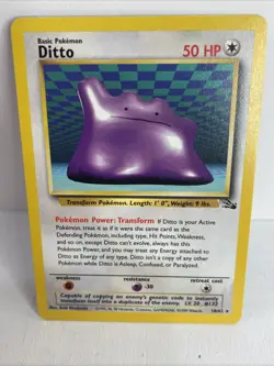 Pokemon TCG Ditto 18/62 Fossil Unlimited Non-Holo Card 1999 MP - Image 1