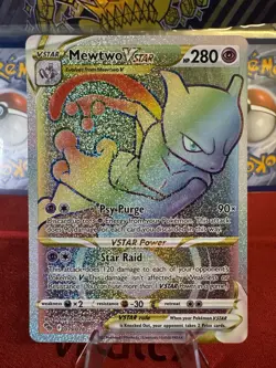 Pokemon TCG: Mewtwo VSTAR 079/078 Rainbow Secret Rare Ultra Rare Holo Card 13 - Image 1