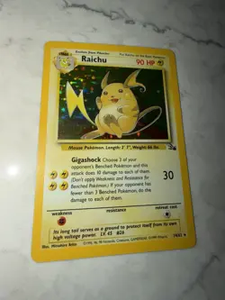 Pokemon TCG Raichu Fossil Holo Card 14/62 Unlimited Holo Rare - Image 1