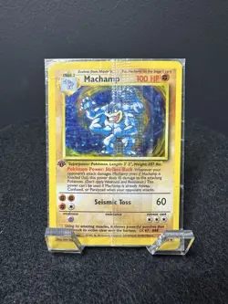 Machamp Holo Rare 1st Edition Factory Sealed Pokemon Card Good condition #B - Image 1