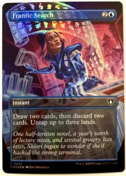 MTG Frantic Search BORDERLESS FOIL Commander Masters 0632 MINT NICE CARD!! - Image 1