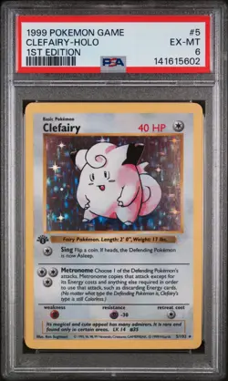 Clefairy ⭐ Holo 5/102 1st Edition Shadowless WOTC Vintage 1999 Pokemon PSA 6 - Image 1