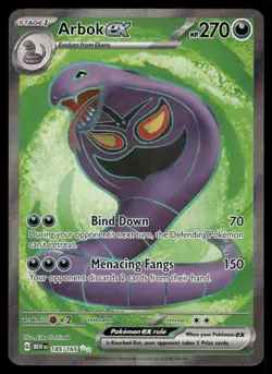 Pokemon Cards Arbok ex 185/165 151 Ultra Rare Full Art NM - Image 1